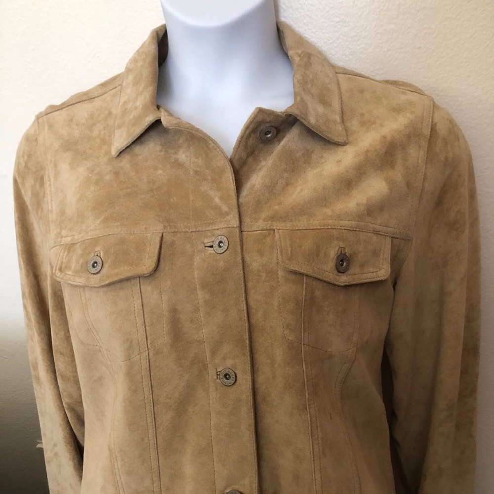 Eddie Bauer Seattle Suede Washable Tan Suede Jacket Women's, Size M Like New